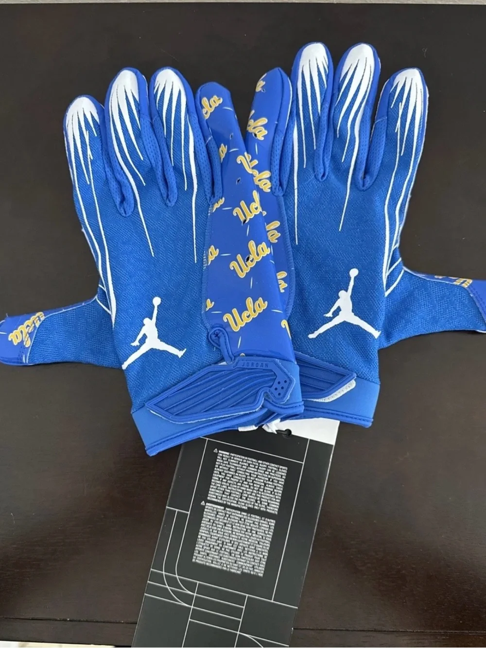 Nike Jordan UCLA Bruins Team Issued Fly Lock PE Football Gloves Blue Size 3XL